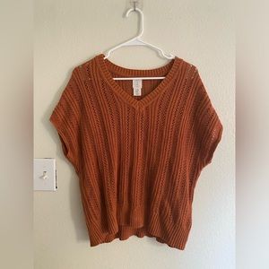 Joie V-Neck Knit Sweater Vest Dolman Terracotta